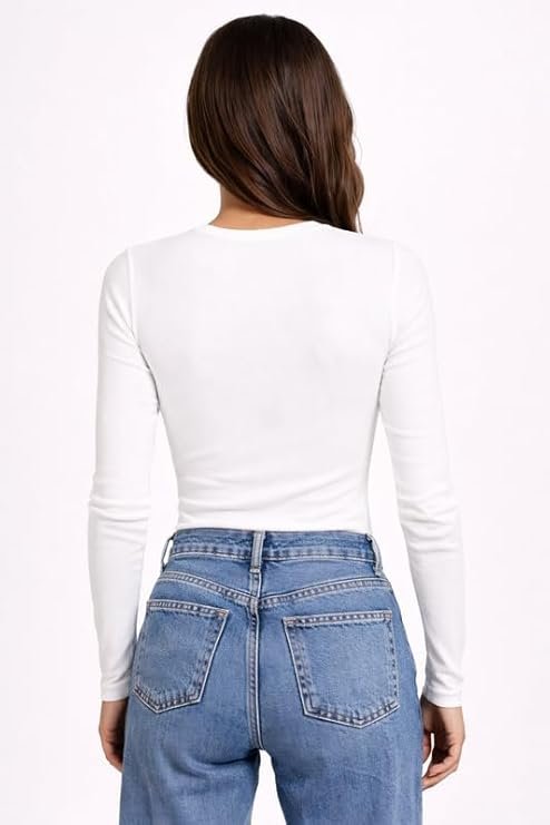 London Hills Full Sleeve Ribbed Tops for Women Western | Tops for Woman | Tshirt for Woman | T Shirt | Women Tops | Women Tees | Top | Western Tops | White | Black | Multi-Colored - Image 3