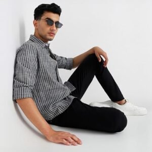 MARK & ALBERT Men's Blue Linen Shirt