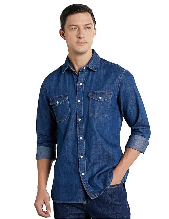 Symbol Premium Men's Casual Cotton Denim Shirt | Regular Fit | Available in Plus Sizes